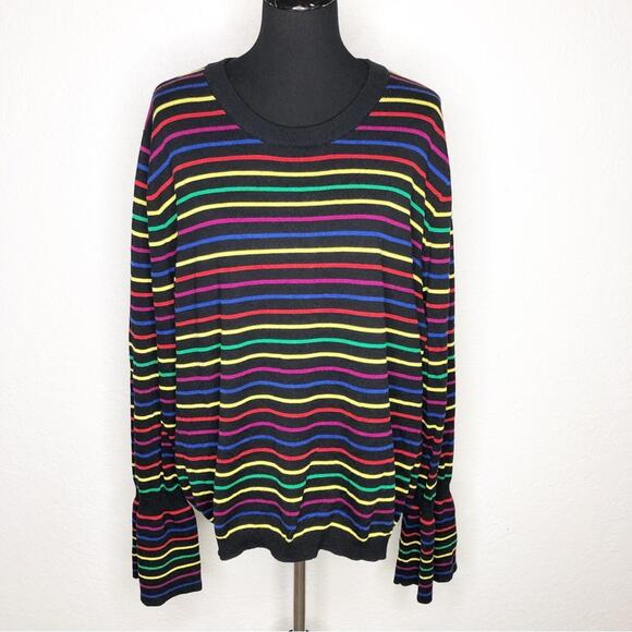 ASOS black multicolor striped flared sleeve sweater size 24 - Picture 1 of 14
